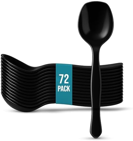 8.5" Black Plastic Serving Spoons for Buffet, Bulk 72 Count, Heavy Duty Disposable Spoon, Large Plastic Serving Utensils for Catering Supplies, Events, Party, Weddings & More – C&S Event Supply Co.