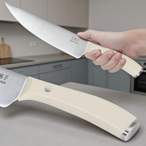 WANGMAZI 15‑Pcs Knife Block Set, High Carbon Steel, Natural