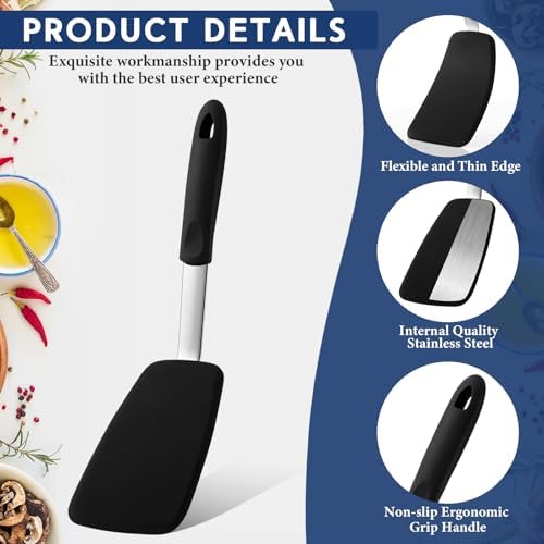 Large Silicone Spatula Flexible Silicone Cookie Spatula, Black