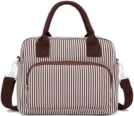 Lunch Bag Women Lunch Box for Women Adult Cute Insulated Lunch Bag Lager Cooler Lunch Tote Bags for Work Picnic (Coffee Stripes)
