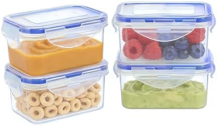 KIGI Small Food Storage Containers, BPA-Free Plastic, 4 Pack (0.75 Cup)