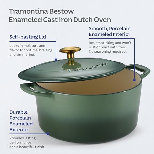Tramontina Bestow Enameled Cast Iron 5.5-Qt Round Dutch Oven Pot with Lid