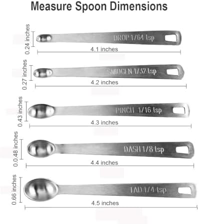 Measuring Spoons,Includ 1/4 tsp, /8 tsp,1/16 tsp,1/32 tsp,1/64 tsp