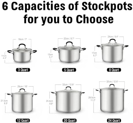 Cook N Home 8 Quart Stainless Steel Stock Pot with Lid -