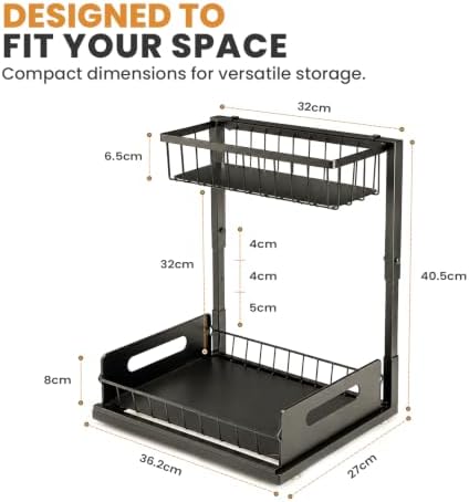 Under Sink Organizer 2 Pack, Slide Out Kitchen Cabinet Organizer.