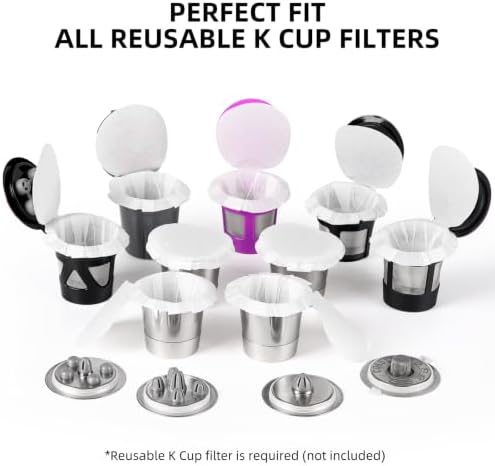 Fanativita 100ct Disposable K Cup Coffee Filters with Genius Lid, White