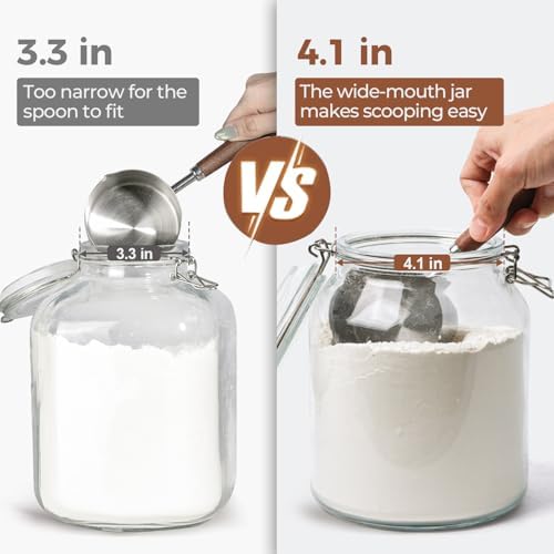 ComSaf Glass Pantry Jars with Airtight Lids 0.7 Gallon 2 Pack Wide Mouth