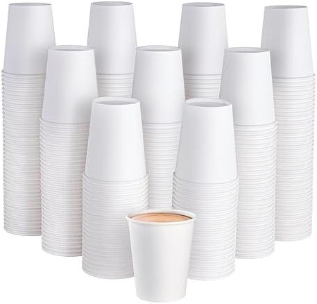 JOLLY PARTY 300Pack 8oz Disposable Paper Coffee Cups White Hot Coffee Cups
