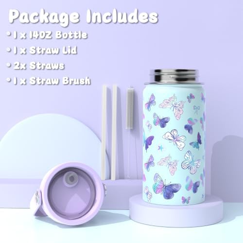 Bento Lunch Box with Food Jar, Water Bottle, Lunch Bag, Butterfly