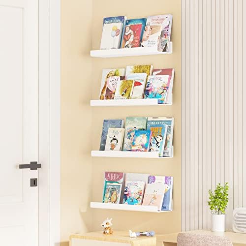 upsimples 4 Pcs 15" Acrylic Shelves for Wall Organize and Display, White