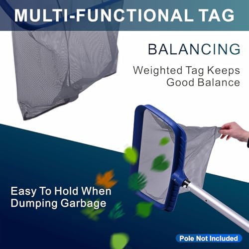 POOLAZA Pool Skimmer Net, Deep Net with Reinforced Frame & Easy Scoop Edge