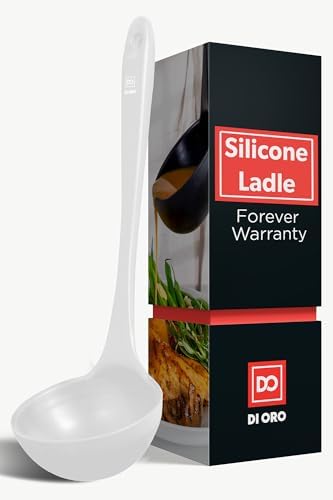 DI ORO Silicone Ladle - Soup & Serving, 600F Heat Resistant, Stone