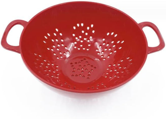 Heavy Duty 6 Inch Mini Food Colander, Dishwasher Safe with Double Handles for Fruit Vegetable BPA Free (Red)