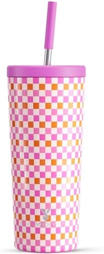 Meoky 24 oz Insulated Tumbler with Lid and Straw, Stainless Steel Vacuum Insulated Tumbler, Keeps Cold for 24 Hours, 100% Leak Proof, Fits in Car Cup Holder (Candy)