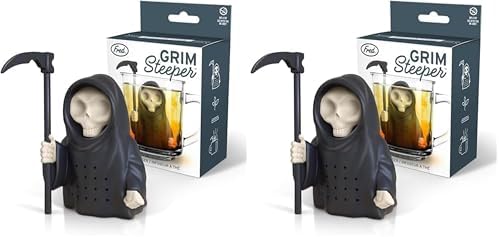 Genuine Fred Grim Steeper Reusable Silicone Tea Infuser,Black Grim Reaper Design,Fun and Clever Kitchen Gadget for Tea Lovers and Enthusiasts,(Pack of 2)
