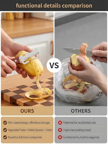 3 in 1 Multifunction Vegetable Peeler with Wooden Handle 3 Pcs