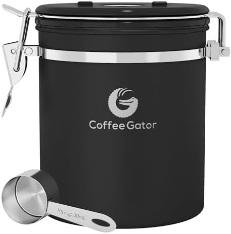 Coffee Gator Coffee Canister, 16oz Airtight Stainless Steel Container