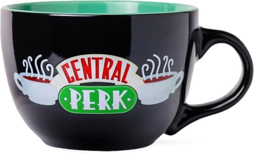 Silver Buffalo FRIENDS Central Perk Black Ceramic Mug Oversized for Coffee, Soup, 24 Ounces (Pack of 12)