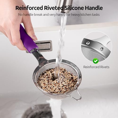 U-Taste Fine Mesh Strainer, 18/8 Stainless Steel Sieve 30 Mesh, S/Purple