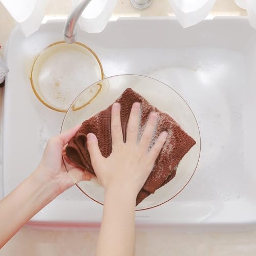 Homaxy 100% Cotton Waffle Weave Kitchen Dish Cloths 18-Pack, Rust