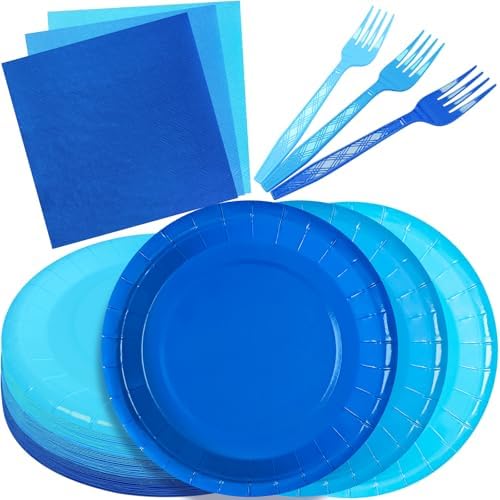Serves 35 Guests Dusty Blue Plates and Napkins Party Supplies