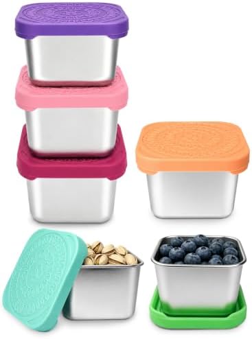 HTEVW 6 Pack Stainless Steel Snack Containers for Kids, 6 oz Food Container