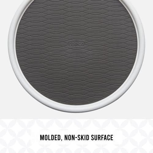 Copco Basics Non-Skid Pantry Cabinet Lazy Susan Turntable,12-Inch,White/Gray,(Pack of 6)