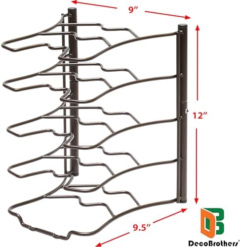 Deco Brothers Pan Organizer Rack for Kitchen Cabinet and Counter, Bronze