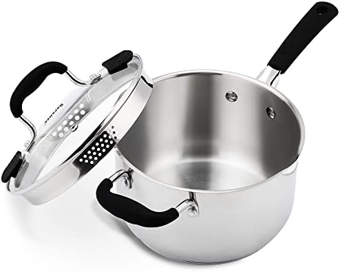Rorence 3.7 Quart Sauce Pan with Lid, Stainless Steel Saucepan for Cooking