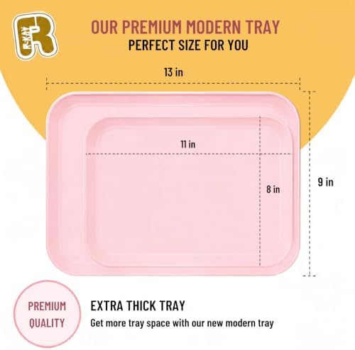 3 Pack Pink Plastic Serving Trays for Party - 8 x 11 Inch - Heavy Duty Pink Dessert Trays for Parties