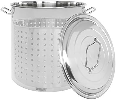 CONCORD Stainless Steel Stock Pot w/Steamer Basket. Cookware great for boiling and steaming (160 Quart)