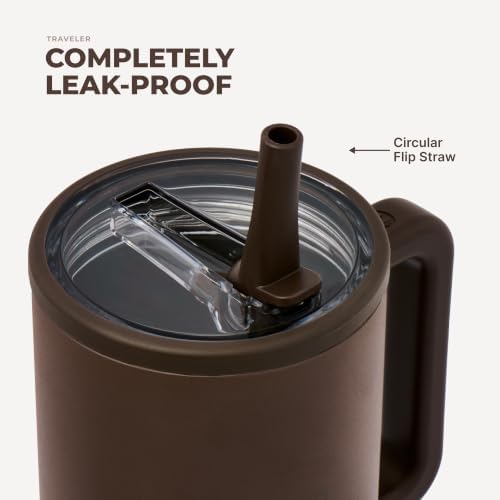HydroJug Traveler 40oz, Insulated Tumbler with Handle & Straw, Chestnut