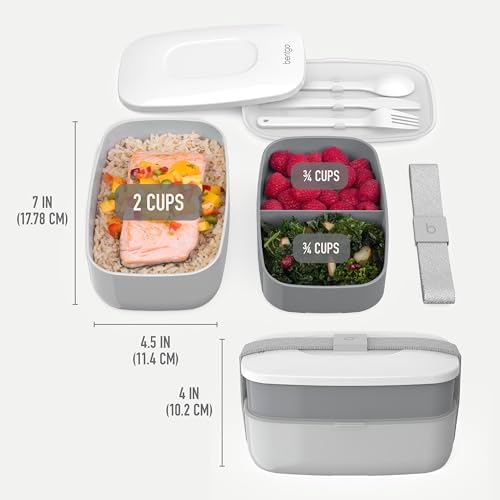 Bentgo Classic Stackable 3-Compartment Adult Bento-Style Lunch Box