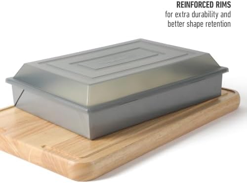 Calphalon Titan Bake Pan with Lid, 13 x 9 Inch Cake Pan, Baking Cake Pan, Nonstick 2-Pack Bakeware Set, Aluminized Steel PFOA-Free for Even Heating, Commercial Quality Baking