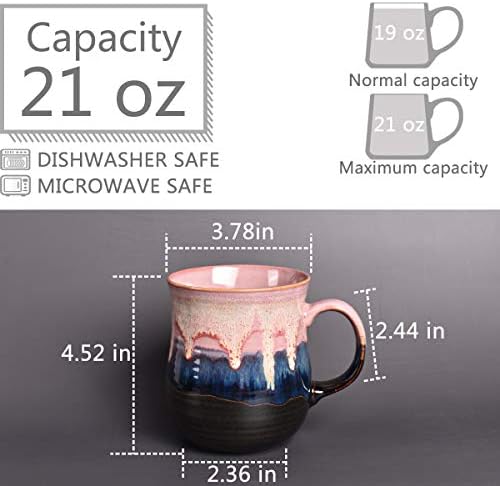 Bosmarlin Large Ceramic Coffee Mug, Big Tea Cup for Office and Home, 21 Oz, Dishwasher and Microwave Safe, 1 PCS
