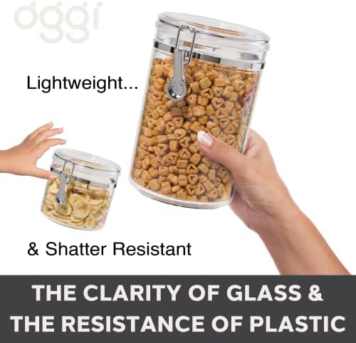 Oggi Tall Clear Canister with Clamp Lid, 58 oz - Large Airtight Food Storage Container, Ideal for Kitchen & Pantry Storage of Bulk, Dry Foods Including Pasta & Spaghetti,(Pack of 12)