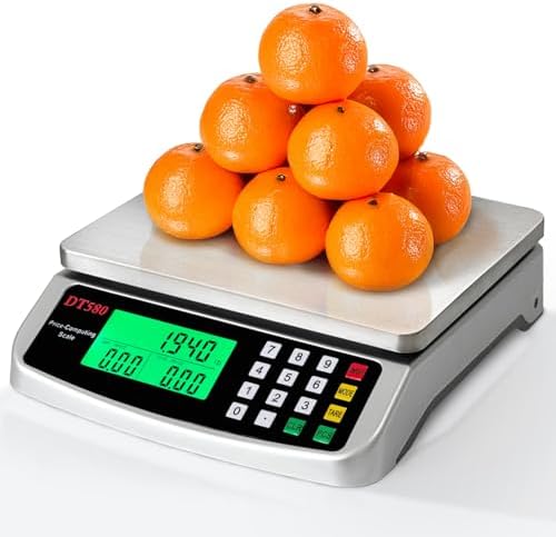 110lb Food Scale, Digital Kitchen Scale with Price Computing Commercial Scale 5 Units, Hold, Tare, PCS, 304 Stainless Steel for Baking, Cooking, Meat, Counting, Adapter Included