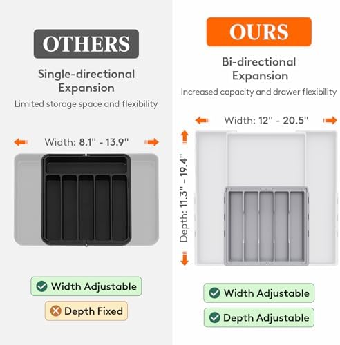 Lifewit Expandable Silverware Drawer Organizer, Utensil Tray for Kitchen