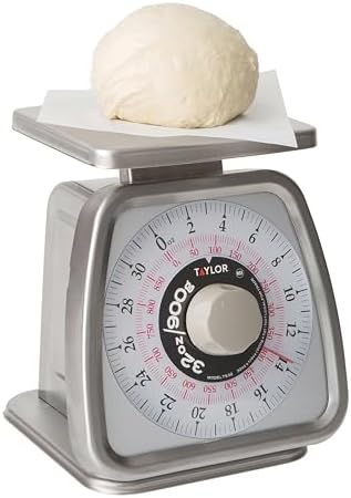 Taylor Mechanical Portion Control Kitchen Scale, Food Scale for Precise Weight Measuring and Portion Control, Rotating Dial Tare Function, NSF, TS32 32OZ, Stainless Steel Platform