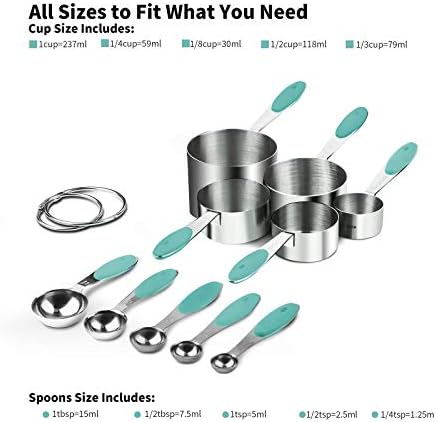 U-Taste Measuring Cups Spoons Set, 18/8 Stainless Steel, 10Pcs, Aqua Sky