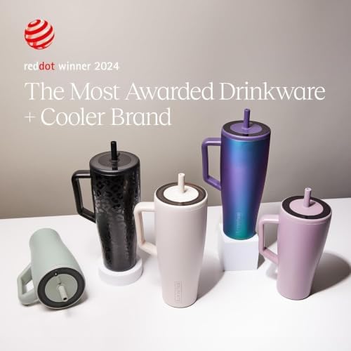 BrüMate Era 40 oz Tumbler with Handle & Straw | 100% Leakproof Insulated Water Bottle Tumbler with Lid & Flexible SoftSip Straw | Made of Stainless Steel | Cup Holder Friendly | 40oz (Coral)