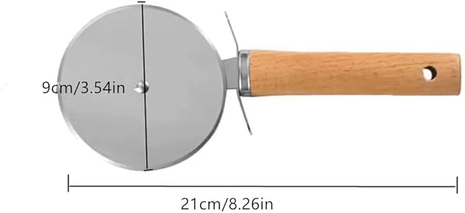 Larger Pizza Cutter Wheel with 3.54'' Stainless Steel Wheel, Pizza Slicer with Non-Slip Wooden Handle, Pizza Wheel for Pies Waffle Bread Dough Cookies Cake Pie Server