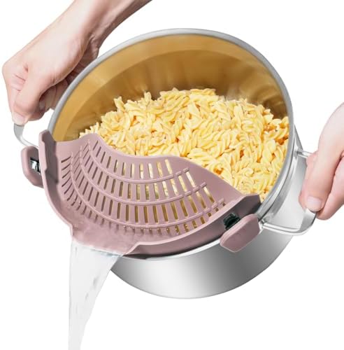 AUOON Pot Strainer Clip on Silicone, Large 10.45 x 4.33 in, Almond Rose