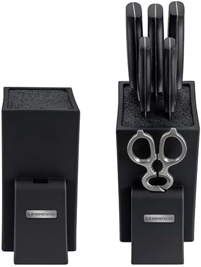 G.a HOMEFAVOR Universal Knife Block with Removable Plastic Bristles, Black