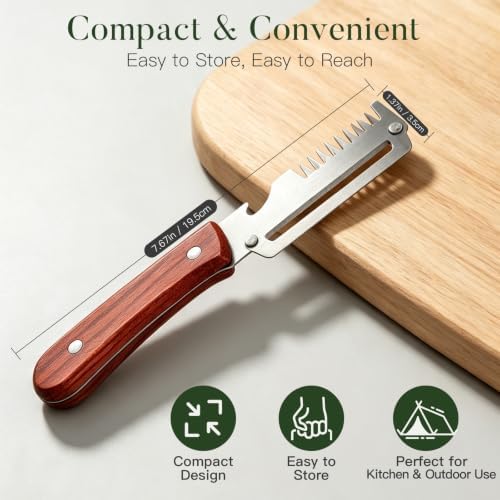 2-Pack 3-in-1 Vegetable Peelers for Kitchen with Wooden Handle, Stainless Steel Blades, Built-in Julienne Cutter & Bottle Opener, Fruit Peeler for Potato, Carrot, Apple, Cucumber & Pumpkin