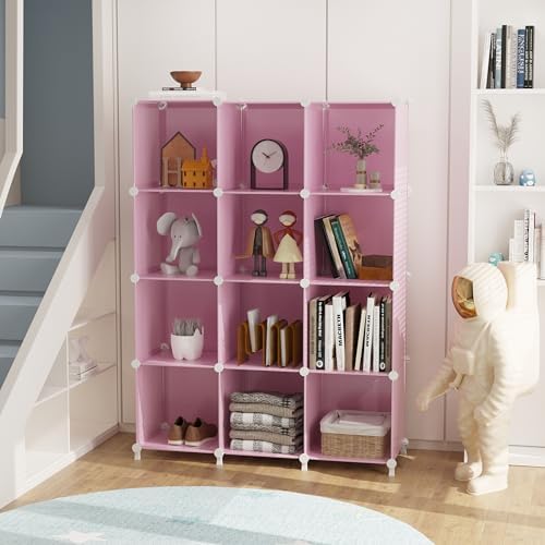 AWTATOS 12 Cube Storage Organizer, Closet Organizers Storage Shelves, Pink