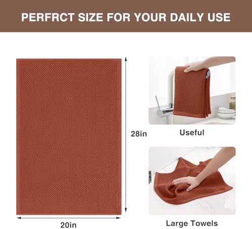 Homaxy 100% Cotton Oversized Waffle Weave Kitchen Towels 4-Pack, Rust