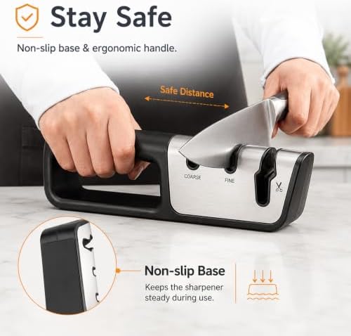 3-in-1 Manual Knife and Scissors Sharpener Kitchen Tool