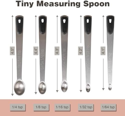 1Pack Small Measuring Spoon Set with Black Silicone Grip