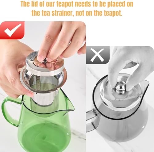 PARACITY Tea Kettle with Infuser, Glass Teapot Stovetop, 18.6 fl oz, 550 ml